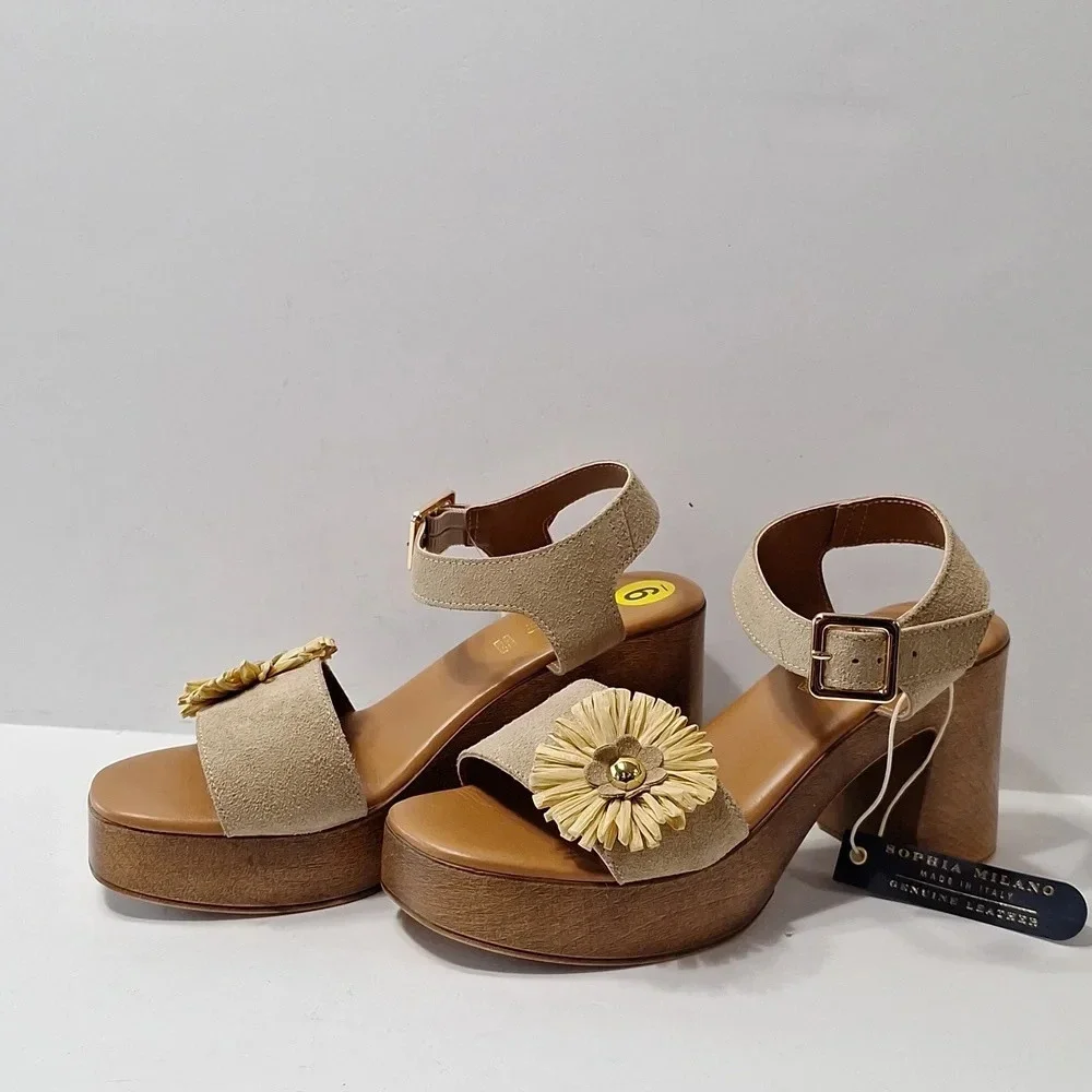 Sophia Milano NEW Made In Italy Bohemian Coquette Platform Chunky Y2K Heels Sz.9
